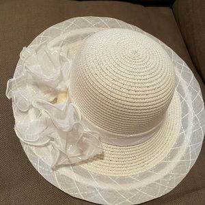 White tea party hat Kentucky derby